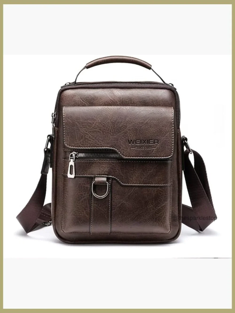 Vintage Leather Messenger Bag Crossbody Shoulder Bag Zipper